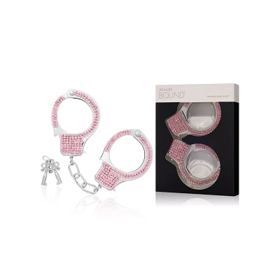 Pleasure Bound Pink Rhinestone Cuffs
