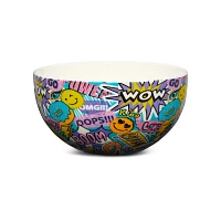 Smiley Face Comic Print Ramen Bowl with Spoon