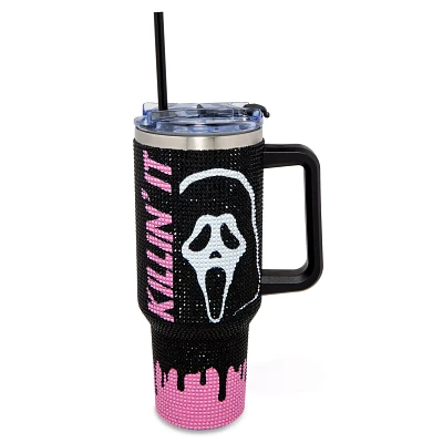 Ghost Face Killin' It Rhinestone Travel Tumbler with Straw - 40 oz.