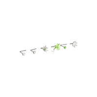 Multi-Pack CZ Heart and Weed Leaf L-Bend Nose Pins 6 Pack - 20 Gauge
