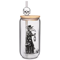 Plague Doctor Cup with Skull Straw - 16 oz.