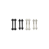 Multi-Pack Black and Silvertone Spike Curved Titanium Barbells 4 Pair - 16 Gauge