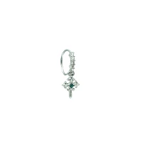 Silvertone CZ Cross Dangle Ring - 20 Gauge