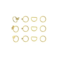 Multi-Pack CZ Goldtone Snake Spider Skull Hoop and Half Hoop Nose Rings 12 Pack - 20 Gauge