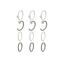 Multi-Pack CZ Silvertone and Hoop and Half Hoop Nose Rings 12 Pack