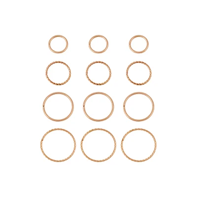 Multi-Pack Rose Goldtone Twisted Nose Hoops 12 Pack - 20 Gauge