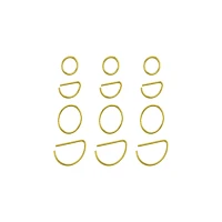 Multi-Pack Goldtone Multi-Size Hoop and Half Hoop Nose Rings 12 Pack - 20 Gauge