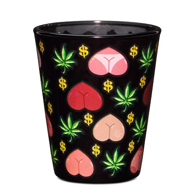 Weed Leaf and Butt Print Shot Glass - 2 oz.
