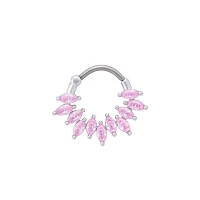 CZ Pink Titanium Multi-Gem Septum Ring - 16 Gauge