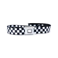 Black and White Checkered Seatbelt Belt
