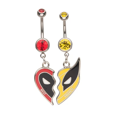 Deadpool and Wolverine BFF Dangle Belly Rings 2 Pack - 14 Gauge