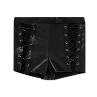 Black Faux Leather Lace-Up Booty Shorts