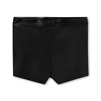 Black Faux Leather Lace-Up Booty Shorts