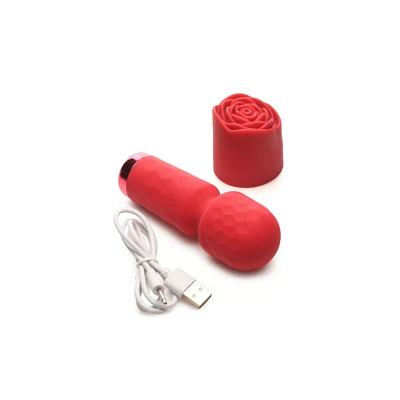 10-Function Pleasure Rose Rechargeable Mini Wand Massager