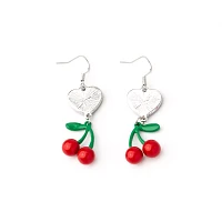 CZ Cherry Heart Dangle Earrings