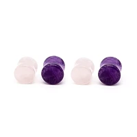 Multi-Pack Rose Quartz and Amethyst Stone Plugs - 2 Pair
