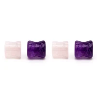 Multi-Pack Rose Quartz and Amethyst Stone Plugs - 2 Pair
