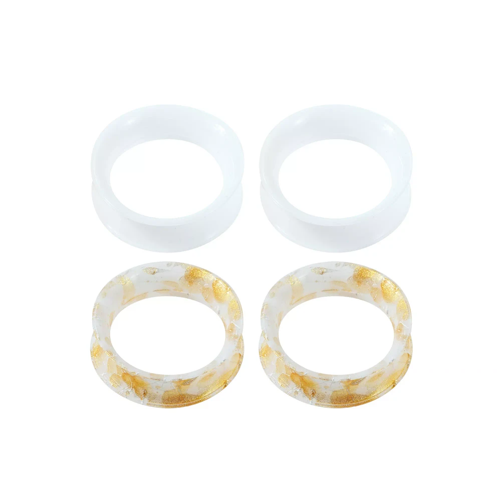 Multi-Pack Goldtone Splatter and White Tunnels - 2 Pair