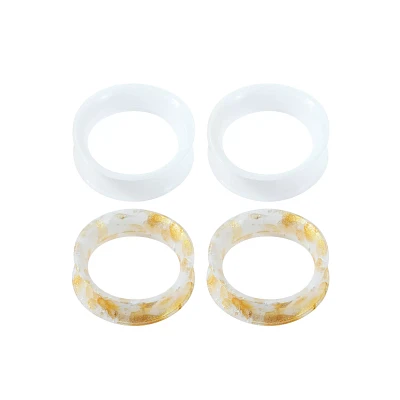 Multi-Pack Goldtone Splatter and White Tunnels - 2 Pair