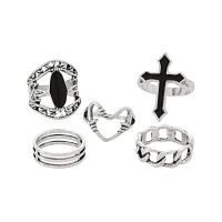 Multi-Pack Cross and Twist Heart Rings - 5 Pack