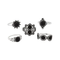 Multi-Pack Black Large Gem Rings - 5 Pack
