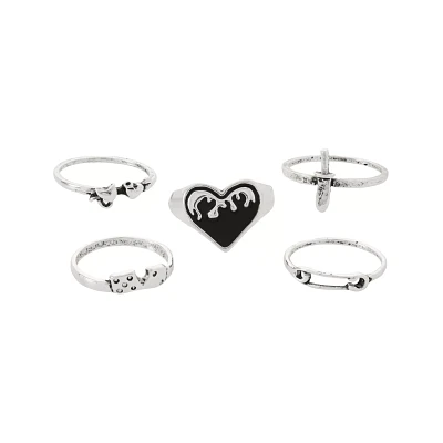 Multi-Pack Heart Safety Pin Dice Rings - 5 Pack