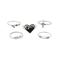 Multi-Pack Heart Safety Pin Dice Rings - 5 Pack