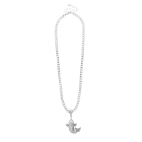 Pave CZ Fish Pendant Chain Necklace