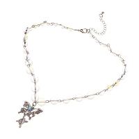 Beaded Drip Butterfly Pendant Necklace