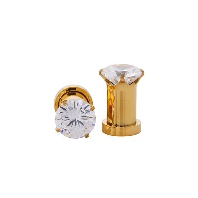CZ Goldtone Screw Fit Plugs