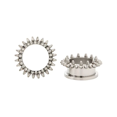 CZ Spiked Silvertone Tunnels