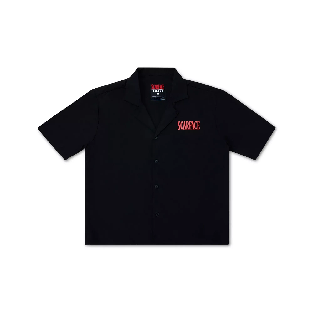 Black Woven Button Down Shirt - Scarface