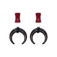 Red and Black Goth Pincher Plugs - 2 Pair