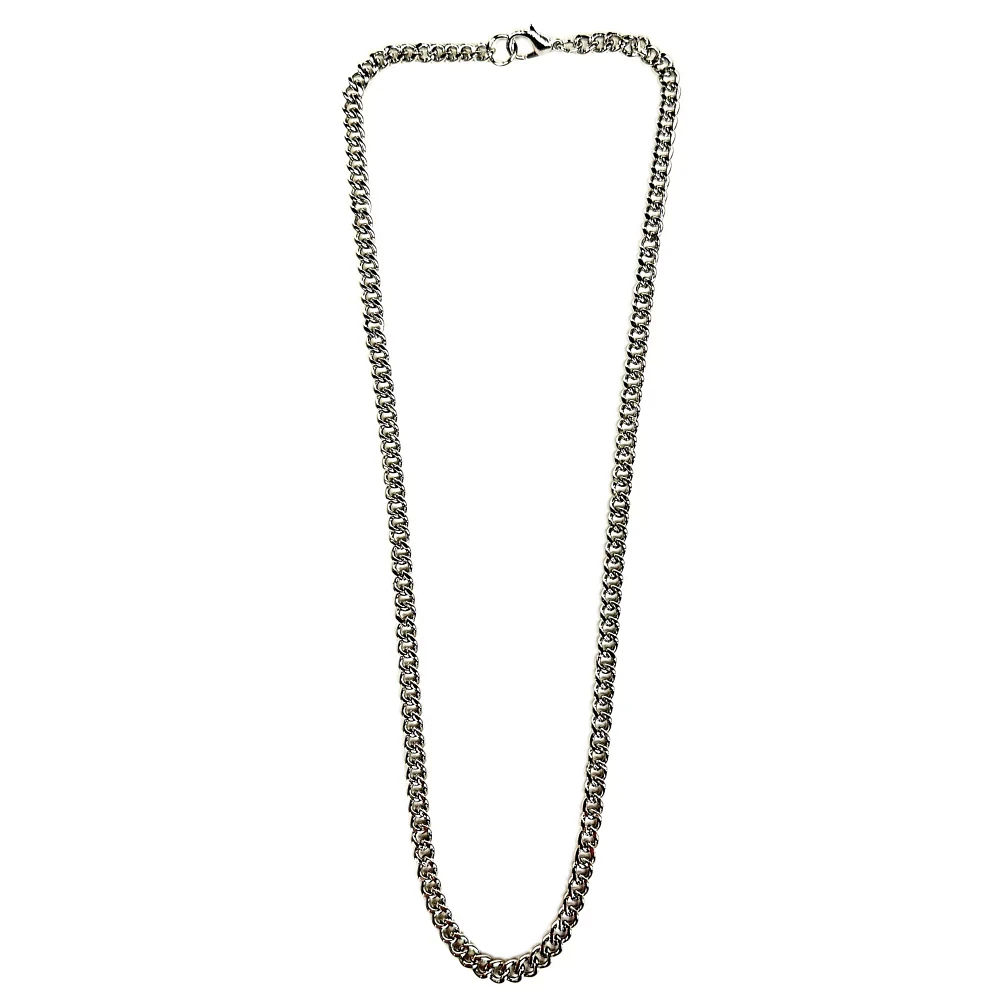 Silvertone Long Curb Chain Necklace