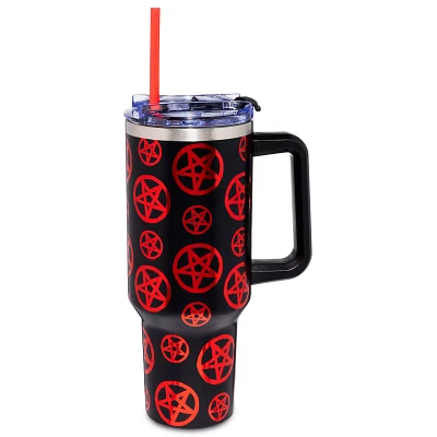 Metallic Pentagram Travel Tumbler with Straw - 40 oz.