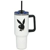 Playboy Black Rhinestone Bunny Travel Tumbler with Straw - 40 oz.