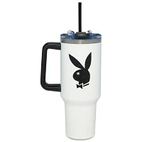 Playboy Black Rhinestone Bunny Travel Tumbler with Straw - 40 oz.