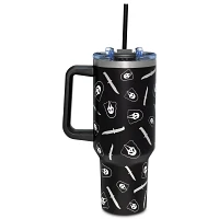 Ghost Face Metallic Knife Print Travel Tumbler with Straw - 40 oz.