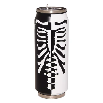 Black and White Ribcage Can Water Bottle - 17 oz.