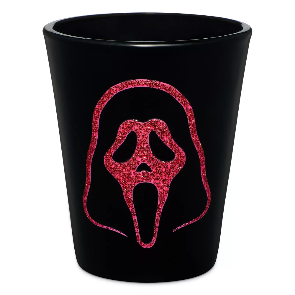 Black and Pink Ghost Face Glitter Shot Glass - 2 oz.