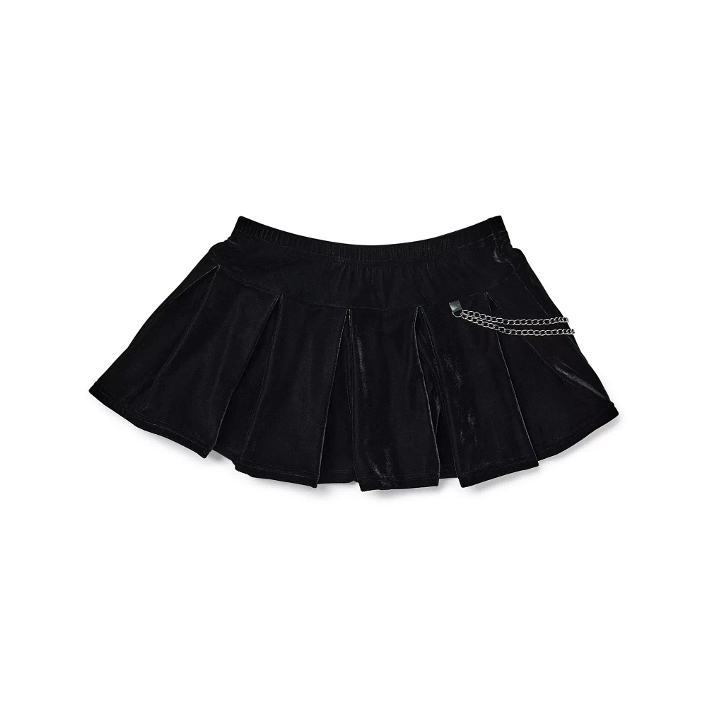 Black Velvet Chain Micro Skirt