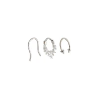 Multi-Pack CZ Titanium Clicker Septum Ring and Retainer and Spiked Horseshoe Ring 3 Pack - 16 Gauge