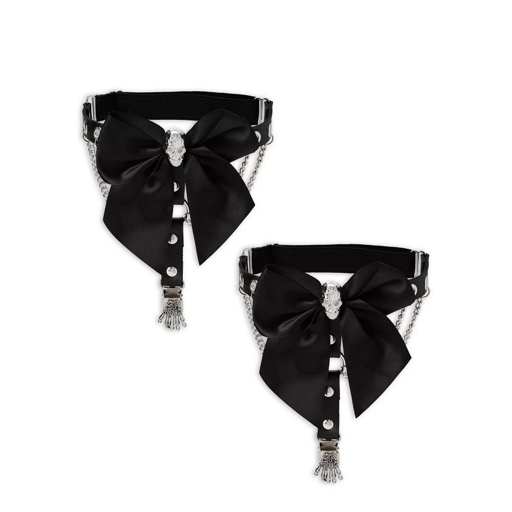 Black Bow Skeleton Garter Belt