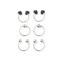 Multi-Pack Black Hearts Captive Rings and Horseshoe Rings 6 Pack - 16 Gauge