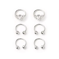 Multi-Pack Gem Captive Rings and Horseshoe Rings 6 Pack - 16 Gauge
