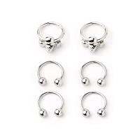 Multi-Pack Gem Captive Rings and Horseshoe Rings 6 Pack - 16 Gauge