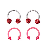Multi-Pack Rose Horseshoe Rings 4 Pack - 16 Gauge
