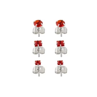 Multi-Pack Prong Red CZ Stud Earrings - 3 Pair