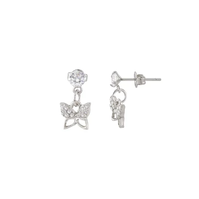 CZ Butterfly Dangle Earrings - 20 Gauge