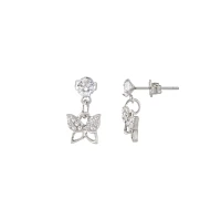 CZ Butterfly Dangle Earrings - 20 Gauge